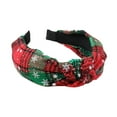 thumbnail image 2 of SPRING PARK Women Christmas Colorful Plaid Hairbands Women Tie Winding Knot Hair Hoop for Girl Fab, 2 of 8