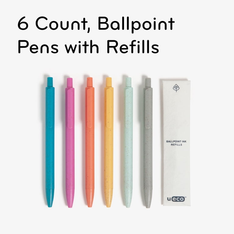 U Brands U-Eco Ballpoint Pens, 0.7mm, Black Ink, 6 Pack Plus Refills photo 4