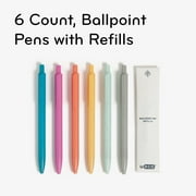 U Brands U-Eco Ballpoint Pens, 6 Count + 6 Ink Pen Refills, Sunset Speckle, Medium (0.7mm) Point, Black Ink