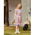 thumbnail image 6 of Arshiner Girls Spring Summer Dresses Flutter Sleeve A-line with Belted Pockets Casual Party Dress, 6 of 6