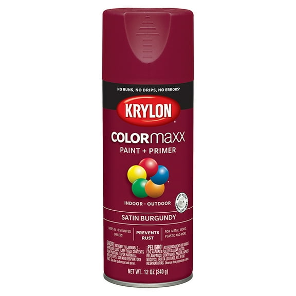 6-Pack of 12 oz Krylon K05560007 Burgundy COLORmaxx Paint & Primer Spray Paint, Satin