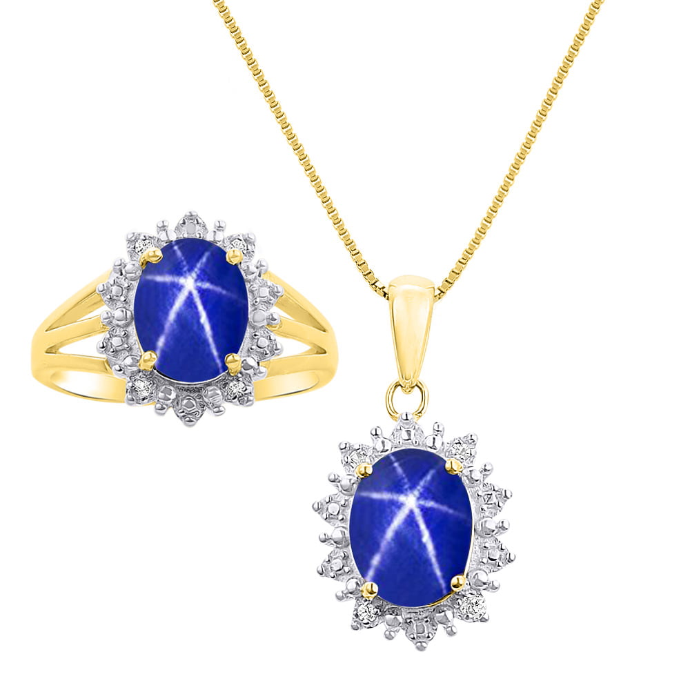 Princess Diana Inspired Halo Diamond & Blue Sapphire Necklace in 10k White Gold 