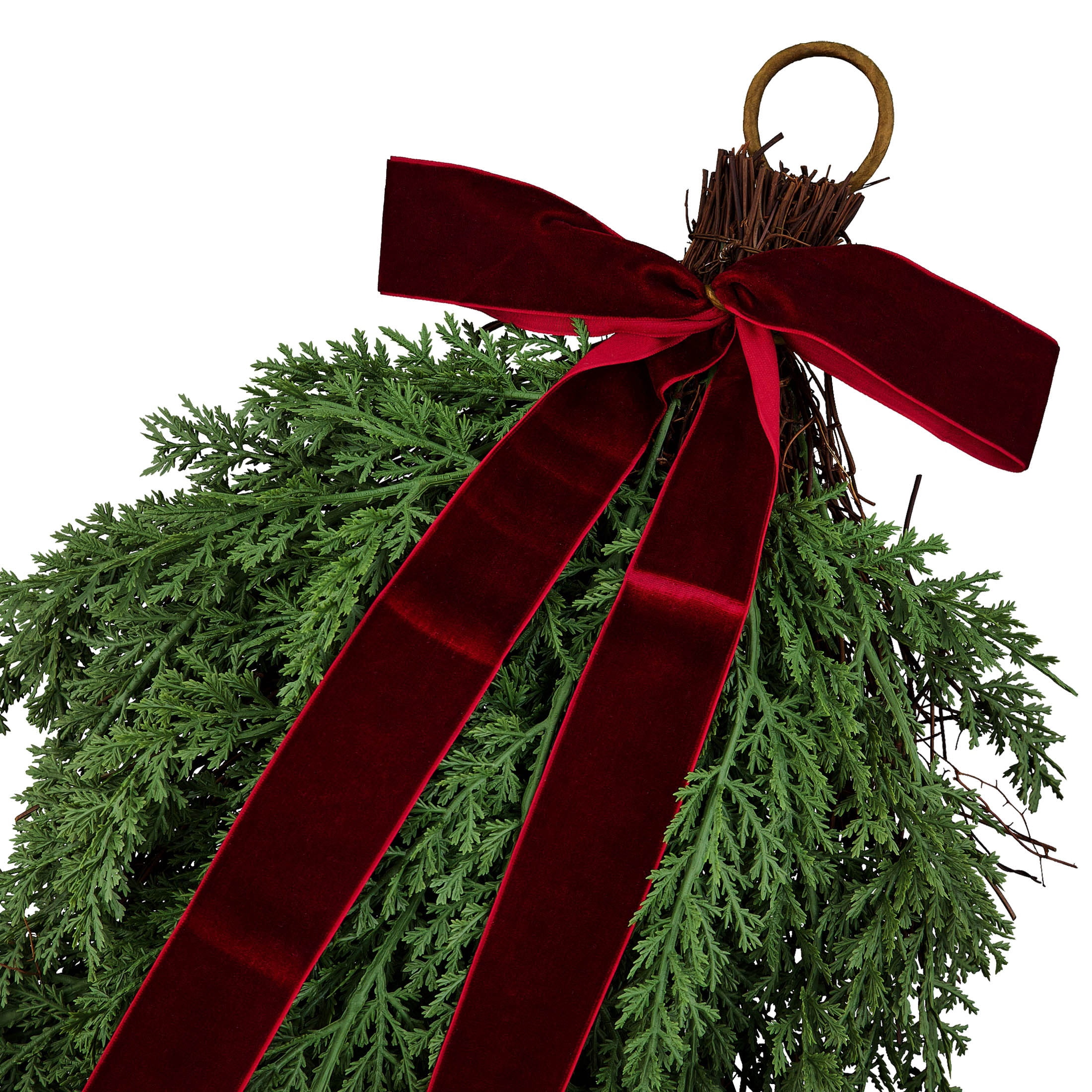 My Texas House 28-Inch Cedar Christmas Swag, Green and Red photo 4