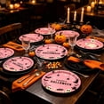 thumbnail image 5 of Halloween Paper Plates 9in Pink Disposable Party Plates, Cartoon Ghost Bat Spider Web Skull Pumpkin Pattern Heavy Duty Paper Dinner Plates,16 Count Tableware for Halloween Indoor Outdoor Party Decor, 5 of 6