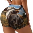 thumbnail image 1 of Balery Countryside Flower Cow Pantalones cortos de entrenamiento estampados para mujer, sin costuras, ajustados, para gimnasio, yoga, correr, deportes, ejercicio activo, fitness.-X-Large, 1 of 8