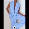 thumbnail image 4 of Conjuntos de 2 Piezas para Mujer: Chaleco Sin Mangas y Pantalón , Conjunto de Blazer Informal de Negocios. Azul S, 4 of 7