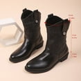 thumbnail image 7 of UngA Wonens Boots Comfortable Leather Boots Round Toe Flat Heel Booties Fall Winter Casual Warm Mid-Calf Boot Fashion Tie Lace Up Boots Women Mid Calf Black,Size 7.5, 7 of 7