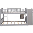 thumbnail image 4 of Twin over Twin Bunk Bed with Slide, Stairs & Storage Drawers, Solid Wood Loft Bed Frame with Guardrails, Space Saving Furniture for Modern Bedrooms, 4 of 9