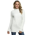 thumbnail image 3 of PrettyGuide Women's Tunic Sweater Cable Knit Mock Neck Pullover Long Sweater Tops, 3 of 6