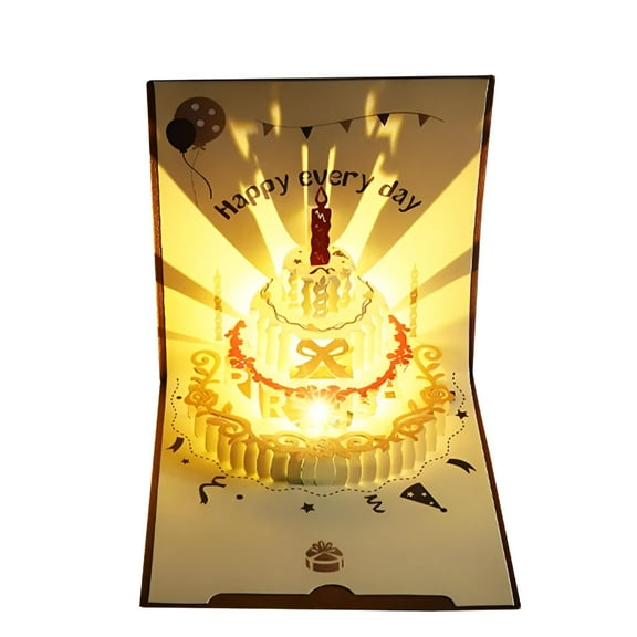 CCOCC Happy Birthday Card | Music Light Greeting Card with Pop Up Birthday Cake | Colourful Happy Birthday Cards,Birthday Music Cards Gift for Mom Wife Sister