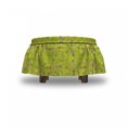 thumbnail image 4 of Floral Ottoman Cover, Cheerful Abstract Flora Dots, 2 Piece Slipcover Set with Ruffle Skirt for Square Round Cube Footstool Decorative Home Accent, Standard Size, Yellow Green Blush, by Ambesonne, 4 of 5