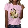 thumbnail image 2 of Xuyuer Easter Bunny Shirt for Women Cute Rabbit Graphic T Shirt Funny Short Sleeve Happy Easter Tee Tops Women's Round Neck Short Sleeve Easter Casual T-shirt, 2 of 4