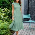 thumbnail image 4 of SDNall Boho Dresses for Women 2024 Maxi Dresses Bohemian Short Sleeve Long Beach Sun Dresses Solid Maxi Dress Midi Dresses (Green, Sizes S-XXL), 4 of 9