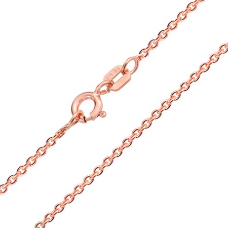 Thin Rolo Chain - Basic Thin 2.5MM 40 Gauge Rolo Link Chain Necklace For Women For Teen Rose Gold Plated 925 Sterling Silver Made In Italy