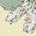 thumbnail image 5 of CAUYDY Newborn Baby Girl Clothes Long Sleeve Ruffle Romper Pants Hat Headband 4PCS Outfits Set for Infant 0-3M 3-6M Preemie Girls Fall Winter Spring Summer (Sizes 0-3 Months,Green), 5 of 7