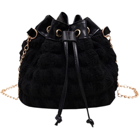 Jiibva Drawstring Bucket Bag Fashion Bucket Bags for Women, Drawstring Shoulder Bags, Crossbody Bag Elegant Tote Bag with Chain for Date