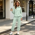 thumbnail image 6 of Stralyhd Sweatsuits Women 2 Piece Outfit Loose Fit Hoodies and Joggers Fleece Lounge Sets Workout Fall Fashion Tracksuits Sets Mint Green S, 6 of 6