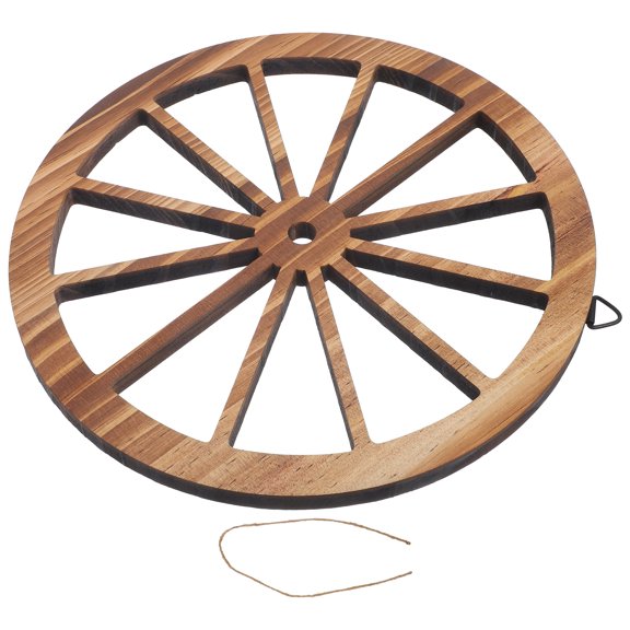 SOPOTUTU 1Pcs Vintage Wood Wheel Wall Decor 7.9X7.9X0.8In Light Brown Farmhouse Industrial