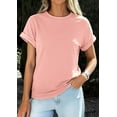 thumbnail image 3 of PRETTYGARDEN Womens Summer Tops Spring Casual Rolled Short Sleeve Basic Tees Crew Neck Work Shirts Fashion Clothing, 3 of 10