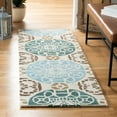 thumbnail image 3 of SAFAVIEH Wyndham Louise Medallion Wool Area Rug, Beige/Blue, 7' x 7' Round, 3 of 9