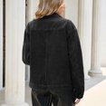 thumbnail image 4 of 2026 Women's Oversized Jean Jacket Vintage Washed High Neck Denim Jacket Asymmetrical Button Down Street Style Coat, XL, 4 of 7