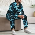 thumbnail image 7 of Honeii Lightning Pattern Mens Pajamas Set,2pcs Men's Lounge Long Sleeve Sleep Shirt and Pajama Bottoms Sleepwear Set,Mens Pjs Sets-Large, 7 of 7