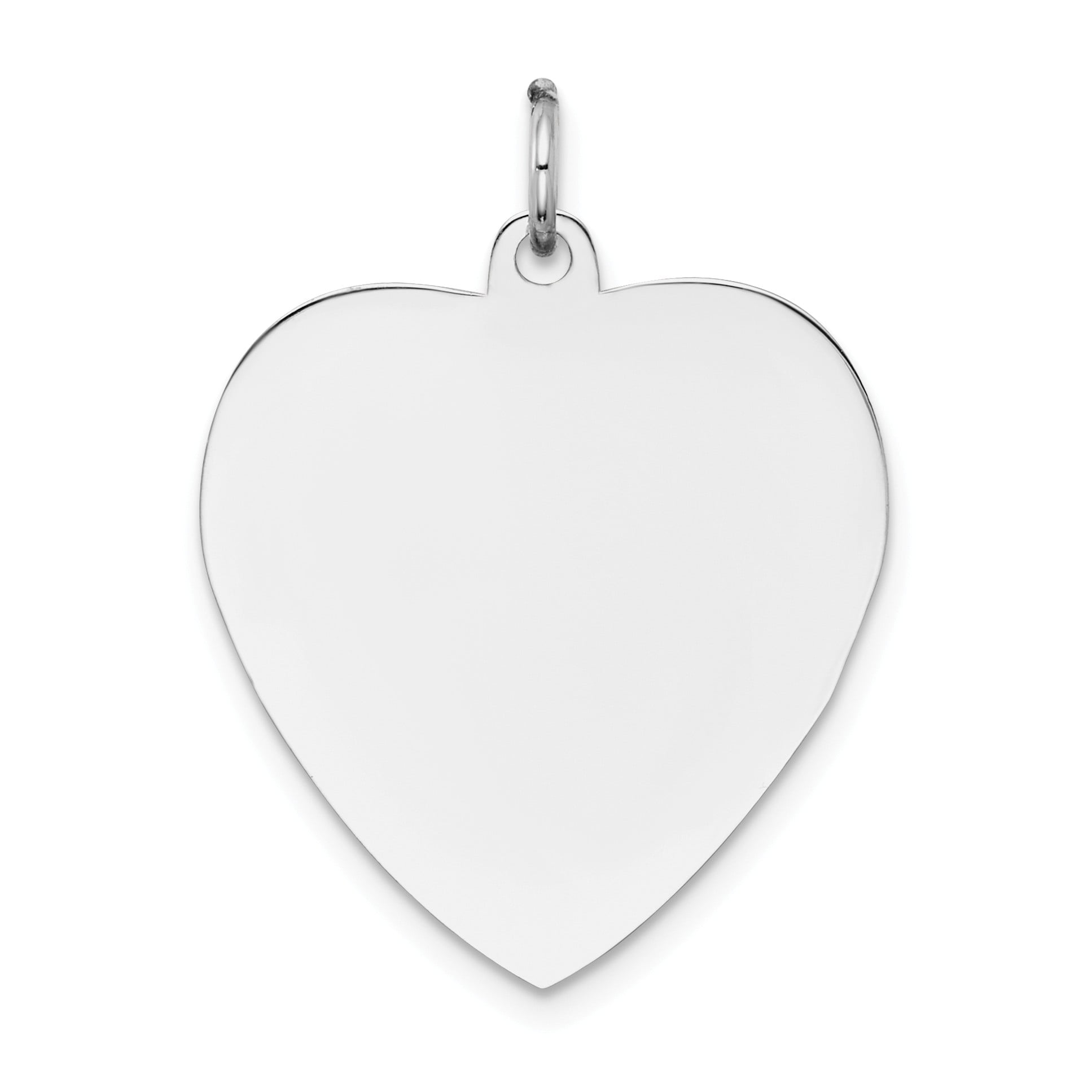 14k White Gold Solid Polished Engravable Plain .013 Gauge Engraveable Heart Charm
