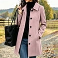 thumbnail image 3 of Women's Classic Wool Coat Lapel Collar Button Front Long Sleeve Mid Length Fall Winter Outerwear, 3 of 8
