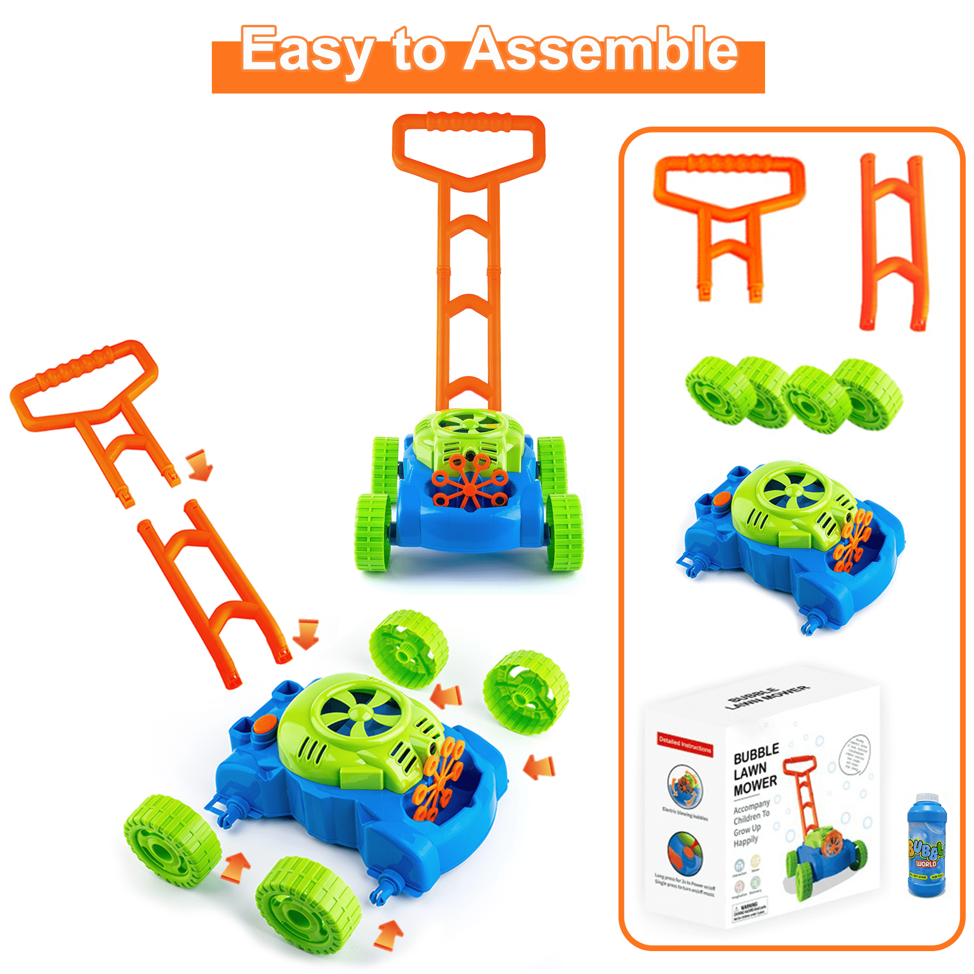 Richgv Bubble Lawn Mower Toddlers Toys, Bubble Blowing Machine Push Toys for 1 Year Old Boys Girls, Outdoor Gardening Toy Easter Gifts for Kids