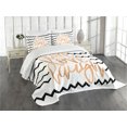 thumbnail image 3 of Ambesonne Live Laugh Love Quilted Bedspread Set 3 Pcs, Chevron Art, Queen Size, Black White and Peach, 3 of 5