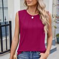 thumbnail image 6 of yillto Tank Tops for Women's Sleeveless Round Neck Pleated Loose Shirts Summer Basic Causal Tee, 6 of 7