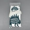 thumbnail image 2 of Ambesonne Adventure Bedding Set 4 Pcs, Buffalo Forest Moon, Queen, Dark Petrol Blue White, 2 of 3