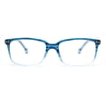 thumbnail image 2 of Stylish Classic Thin Plastic Rectangular Horn Rim Reading Glasses Blue +1.00, 2 of 4