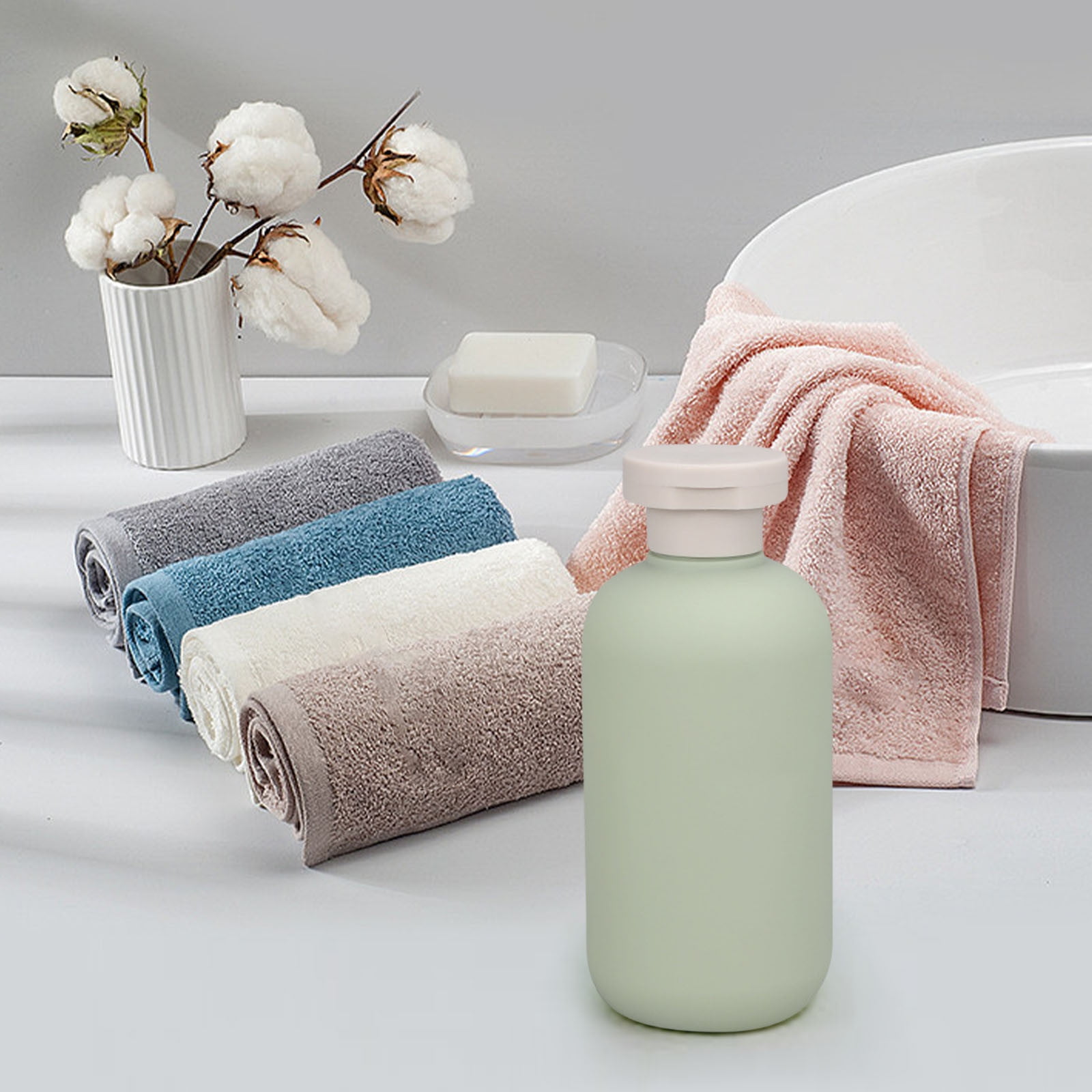 cpengpj 200-250ml Squeeze Bottles with Flip Cap, Refillable Plastic Travel Bottles for Shampoo, Toiletries, Lotion, Conditioner, Shower Gel, Cream, Material