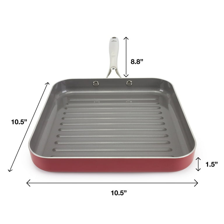 10.7 Cast Iron Grill Pan Non-Stick BBQ Skillet, Square Frying Pan