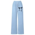thumbnail image 3 of UACY Kids Printed Bow Sweatpants Elastic Waist Loose Fit Casual Pants for Girls Comfortable Everyday Trousers (Light Blue, 4-5 Years), 3 of 3