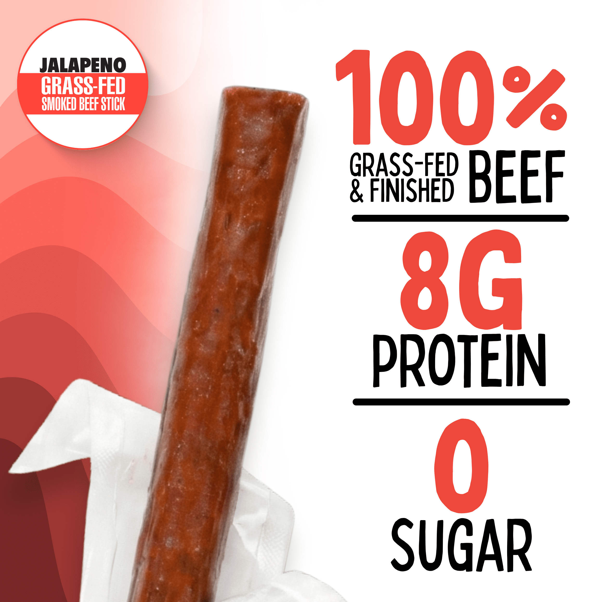 Jalapeno 100% Grass Fed Beef Sticks, Low Carb and Gluten-Free Snack, Hiking and Road Trip Snacks, Snack Pack of 12 Level 3.5 of 5 Spicy Jerky Sticks - Sogo Snacks