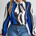 thumbnail image 6 of ICHUANYI Womens Dressy Chiffon Blouse Striped Long Sleeve Casual Tie Neck Shirts Tops Summer Fashion 2024, 6 of 8