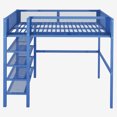 thumbnail image 3 of Full Loft Bed with 4-Tier Storage Shelves, Metal Loft Bed Frame with Safety Guardrail, Full Size Loft Bed for Teens Juniors Adults, Noise-Free, No Box Spring Needed, Blue, 3 of 8