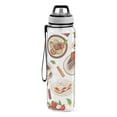 thumbnail image 2 of Coffee Tea Cups Cakes Leaves Sports Water Bottle Portable Travel Mug 32oz BPA Free Leak Proof Straw Transparent Tritan for Gym Yoga Cycling Camping, 2 of 7