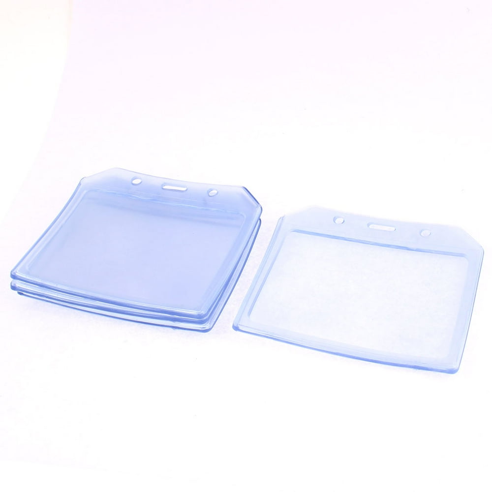 Transparent Horizontal Plastic ID Card Badge Holder Cover 4pcs