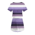 thumbnail image 5 of Sexlip Womens Midi Dress Short Sleeve Striped Design Elastic Waist Soft Fabric Relaxed Silhouette for Daily Outdoor Purple M, 5 of 6