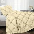thumbnail image 3 of Luxury Diamond Ruffle Duvet Cover 5 Piece Set with Zipper, 400 Thread Count & 100% Egyptian Cotton, Luxury Design and Quilts Protector with Pillowcases - Ivory Solid, Queen Size., 3 of 5