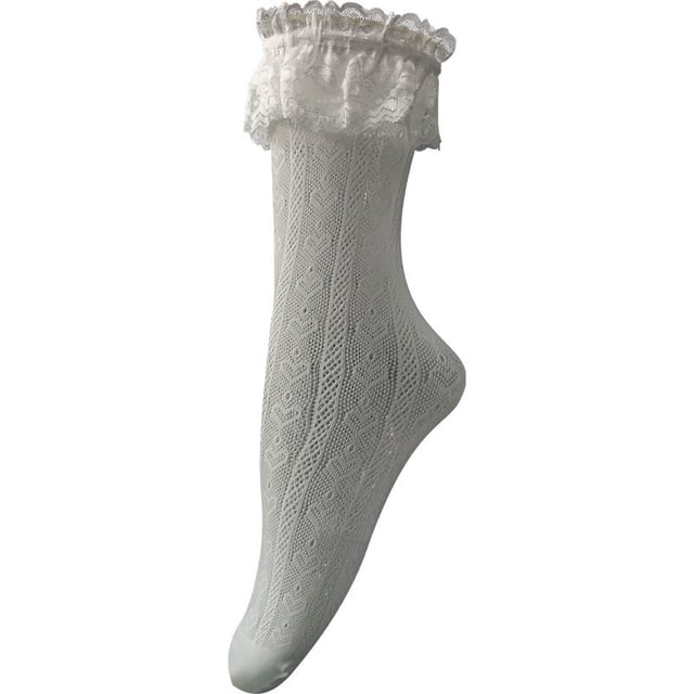IROINID Savings Crew Socks for Women Breathable Lace Knitted Solid Color Mid Length Summer Socks