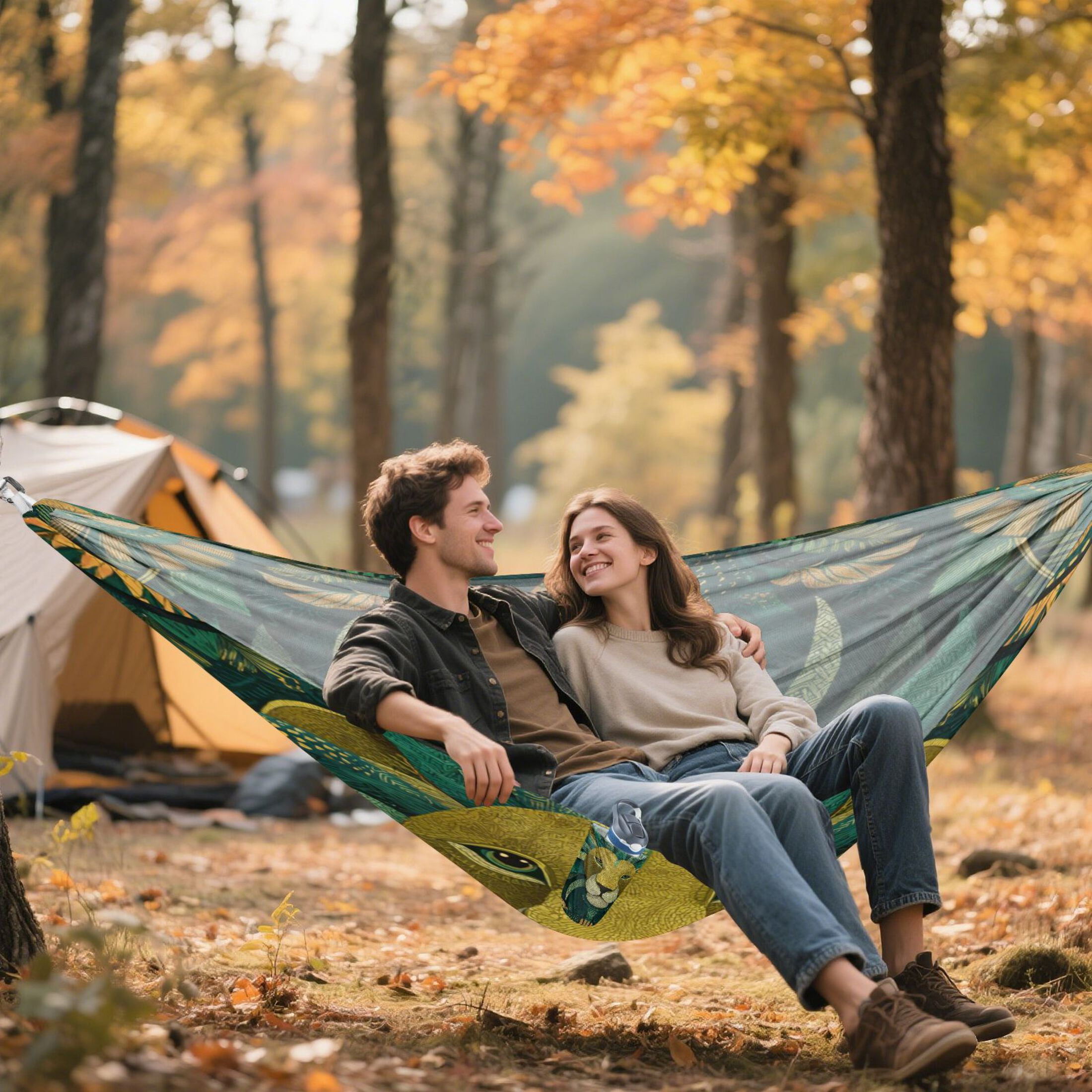 Hammock Camping Hammock Nylon Portable Hammock Travel Camping Hammock Green Lion