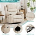 thumbnail image 6 of JONPONY Massage Rocker Recliner Chair with Vibration Massage and Heat for Living Room Swivel Recliner Chair with Rocking Function and 2 Cup Holders, Side Pocket, USB Charge Port,Beige, 6 of 9