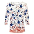 thumbnail image 4 of Cavosen USA Flag Shirts for Women Petite 4th of July 3/4 Sleeve Crew Neck Shirts American Flag Print Shirts Lady XL Red White and Blue Casual Tops Funny Patriotic Tunic Tees 2025 Patriotic Blouses, 4 of 5