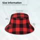 thumbnail image 3 of Balery Buffalo Plaid Red Black Sombreros para el sol para hombre y mujer, sombrero de pescador con UPF 50+, 3 of 6