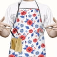 thumbnail image 2 of Pioneer Flower Floral Print Pattern Cotton Linen Apron with Pockets, Waterproof Adjustable, 33x27 Inch for Kitchen, Gardening, BBQ, Salon, 2 of 6