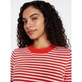 thumbnail image 5 of Time and Tru Women's Striped Pointelle Sweater with Short Sleeves, Lightweight, Sizes XS – XXXL, 5 of 6
